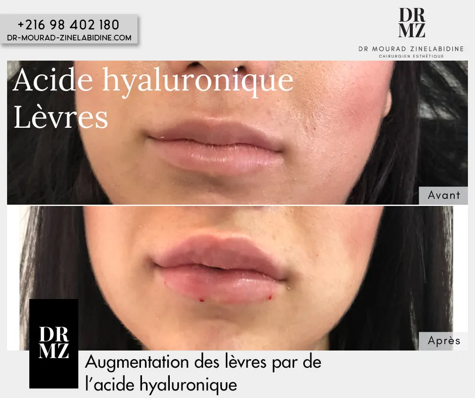 Photo avant & après Acide hyaluronique Tunisie